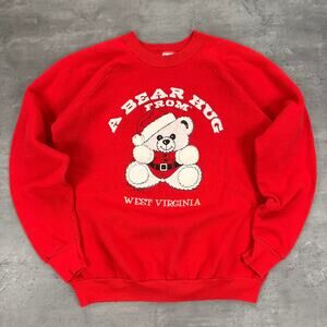 Vintage Merry Christmas Red Bear Hug From West Virginia Sweatshirt